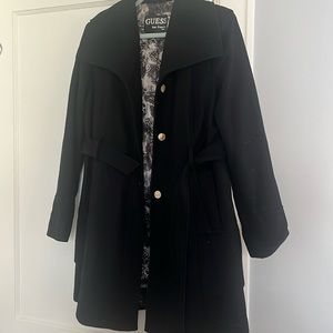 Black Pea Coat- Large Collar